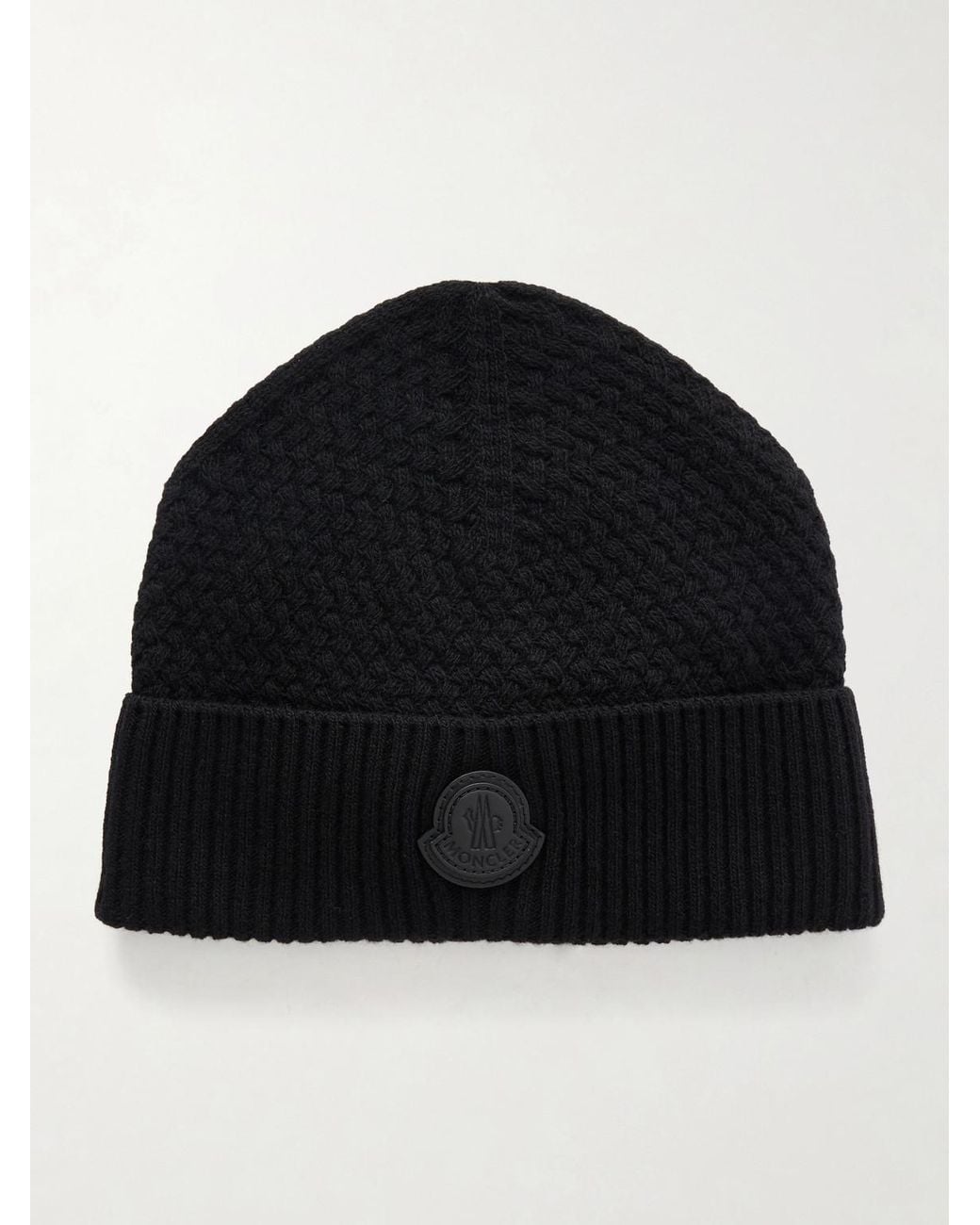 Moncler Black Logo-Appliquéd Wool And Cashmere-Blend Beanie for men