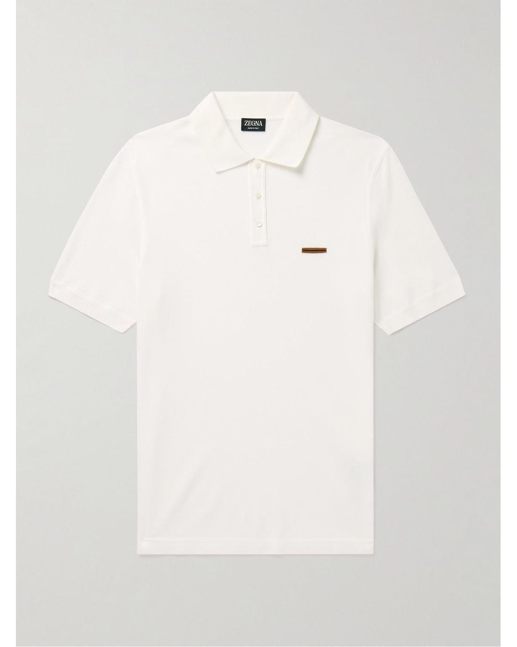 Zegna Natural Slim-Fit Cotton-Piqué Polo Shirt for men