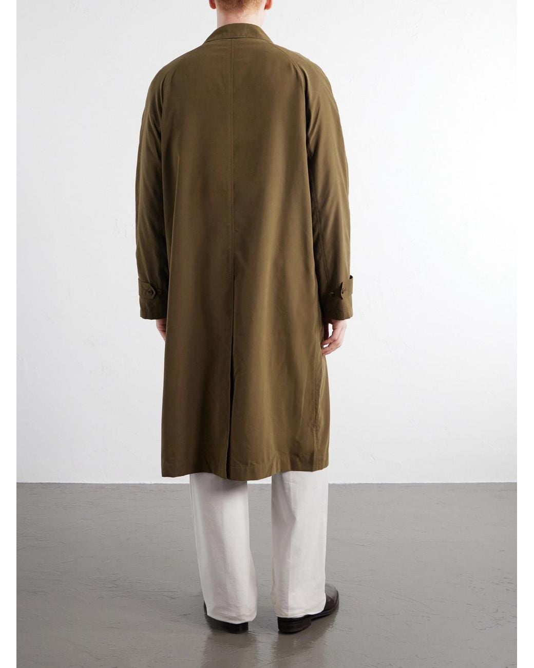 Anderson & Sheppard Green Shell Trench Coat for men