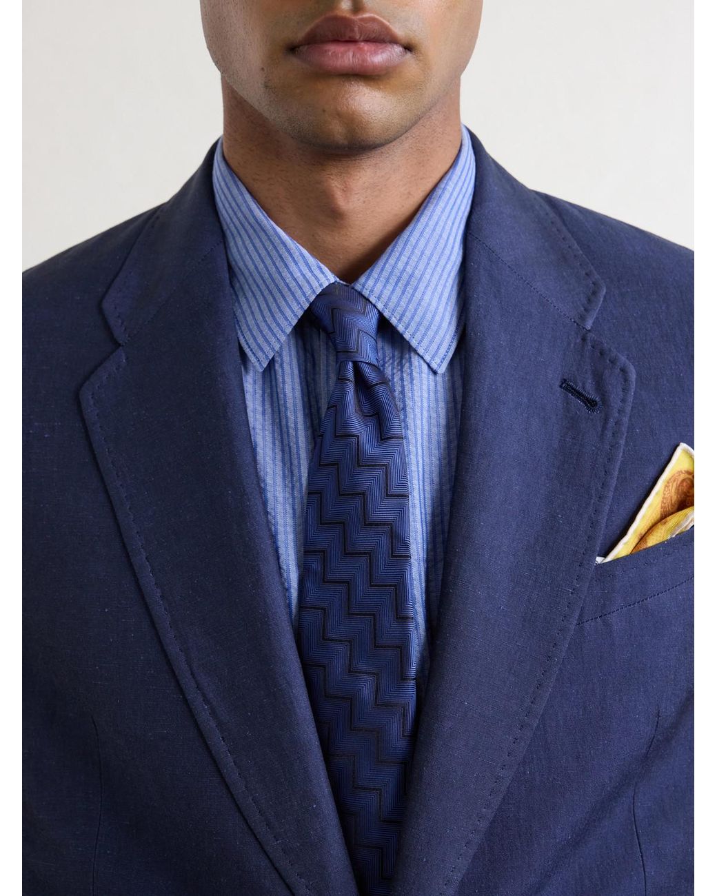 Paul Smith Blue Cotton And Linen-Blend Suit Jacket for men