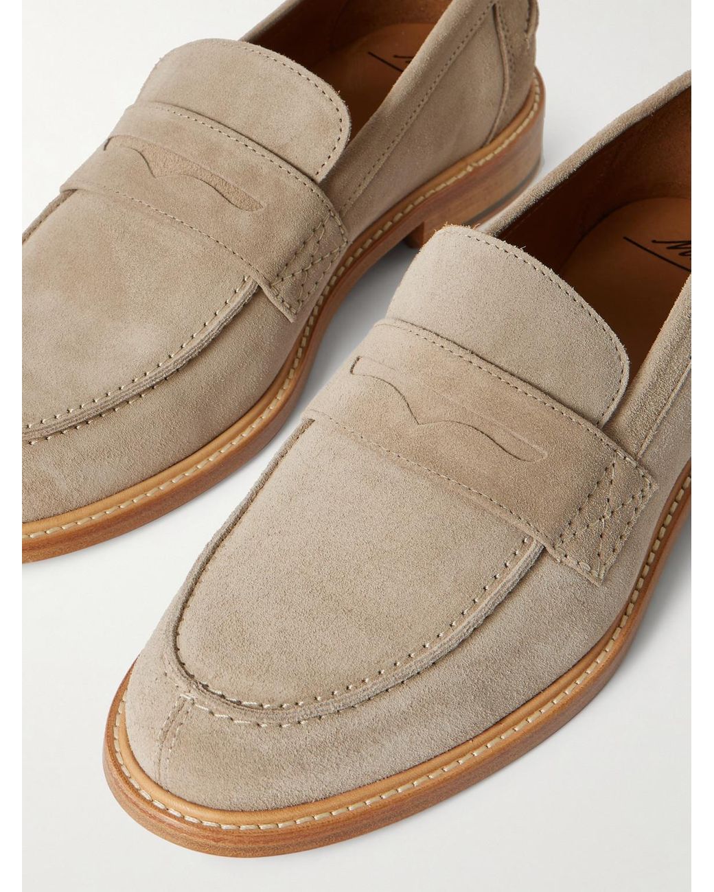 Mr P. Natural Scott Suede Penny Loafers for men