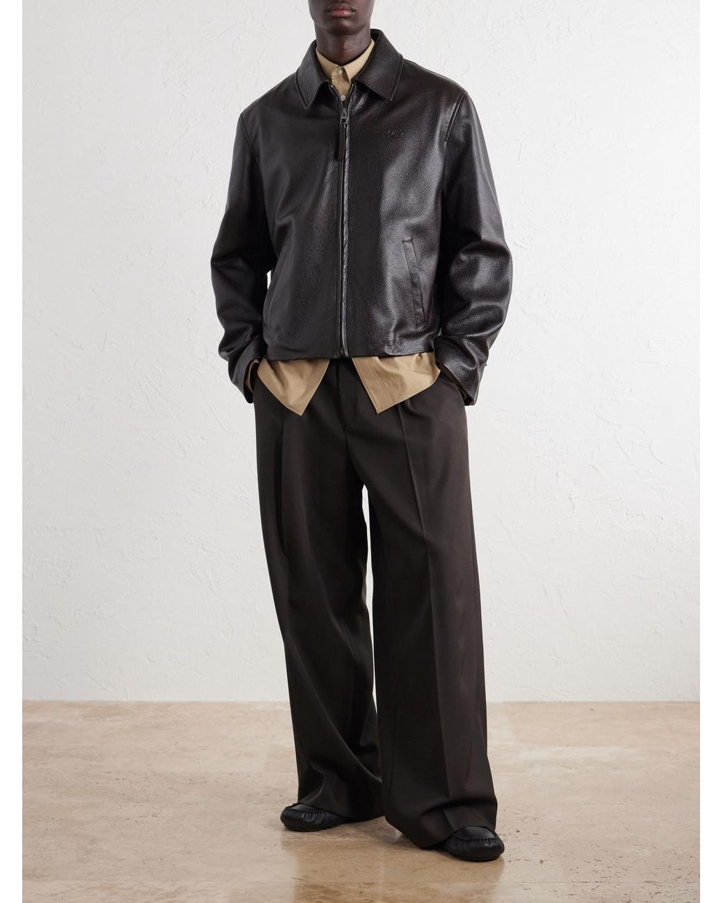 Loewe Black Full-Grained Leather Jacket for men