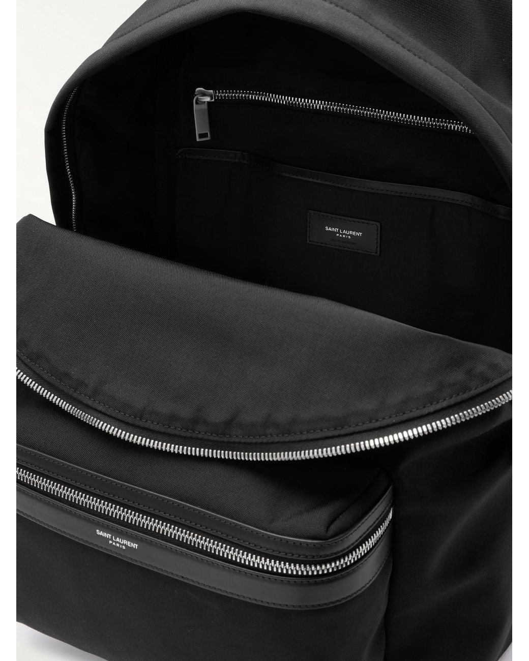 Saint Laurent Black City Leather-trimmed Canvas Backpack for men