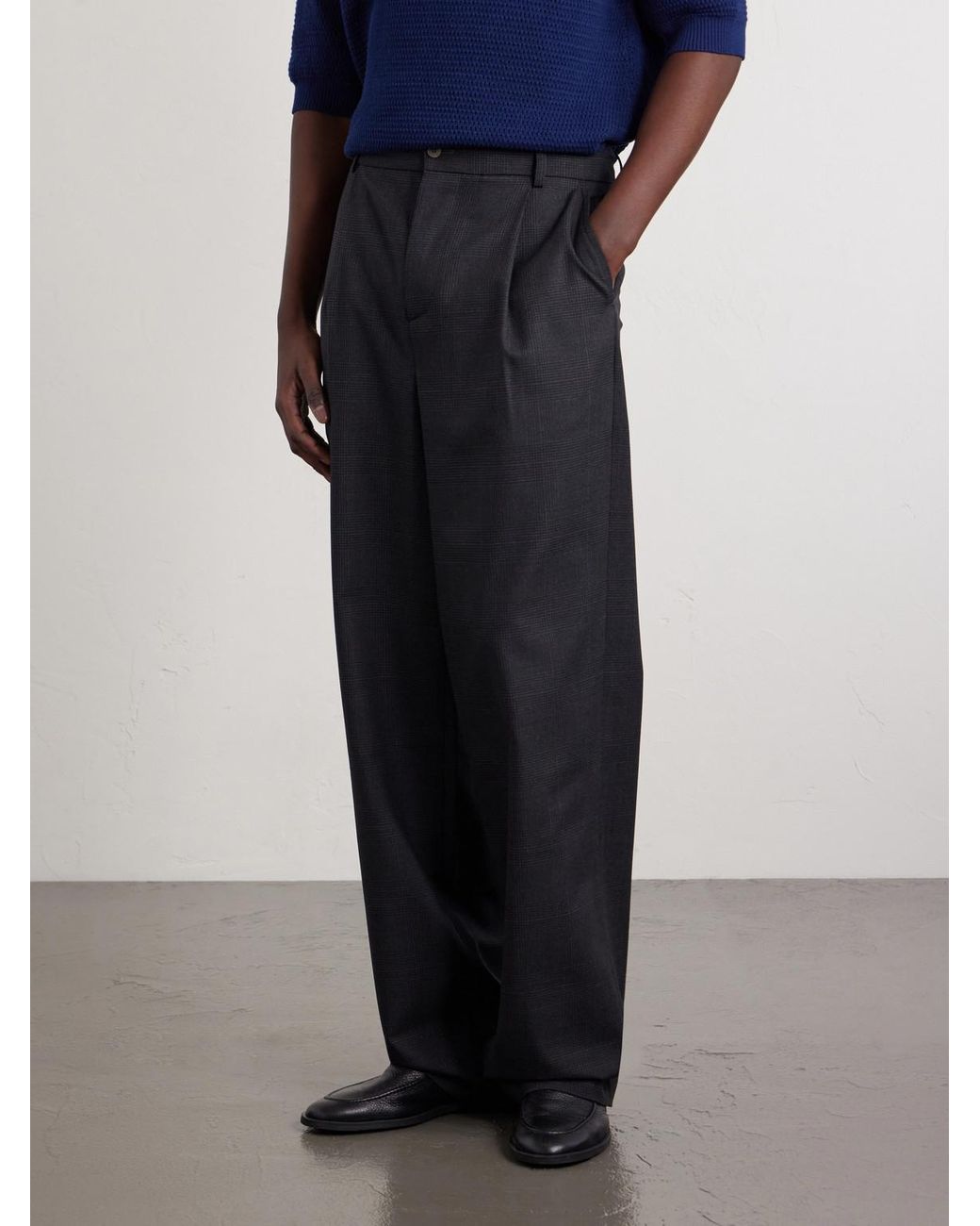 De Bonne Facture Blue Grandad Straight-Leg Wool Trousers for men