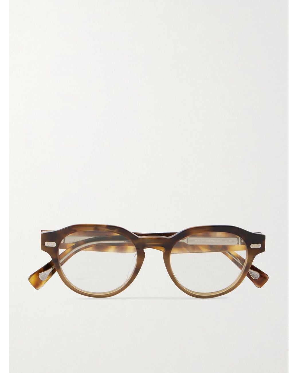Brunello Cucinelli Natural Round-Frame Acetate Glasses for men