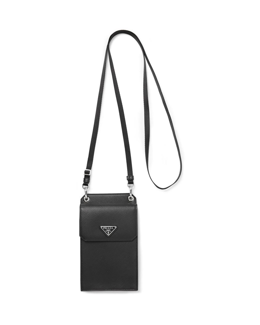 Prada Saffiano Leather Phone Case With Webbing Lanyard in Black for Men |  Lyst