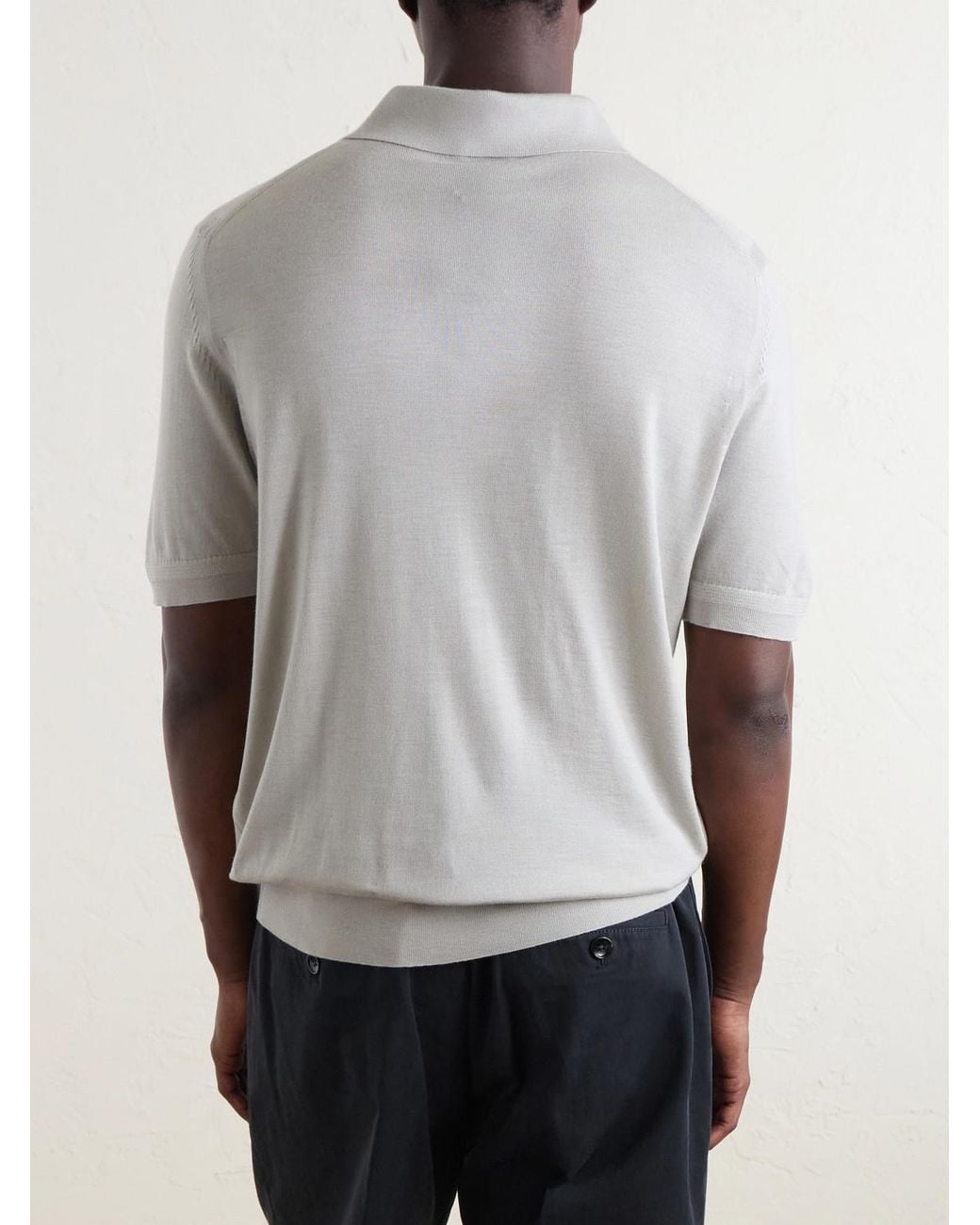 Tom Ford White Cashmere And Silk-Blend Polo Shirt for men
