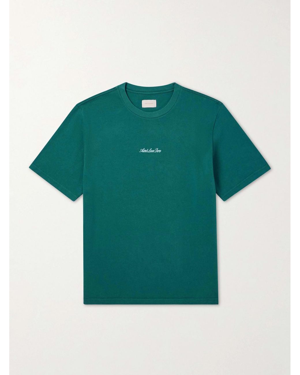 Aimé Leon Dore Green Logo-Embroidered Cotton-Jersey T-Shirt for men