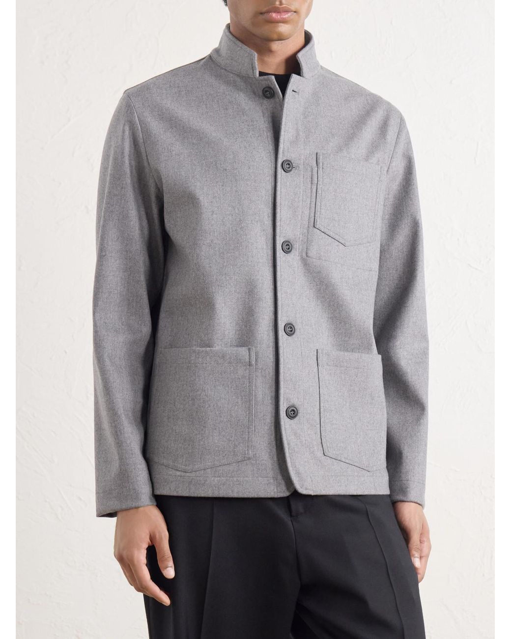 Altea Gray Pablo Wool-blend Flannel Blouson Jacket for men