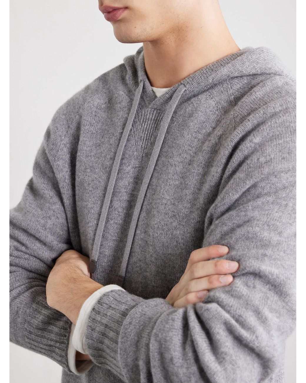 Tom Ford Gray Logo-embroidered Cashmere Hoodie for men