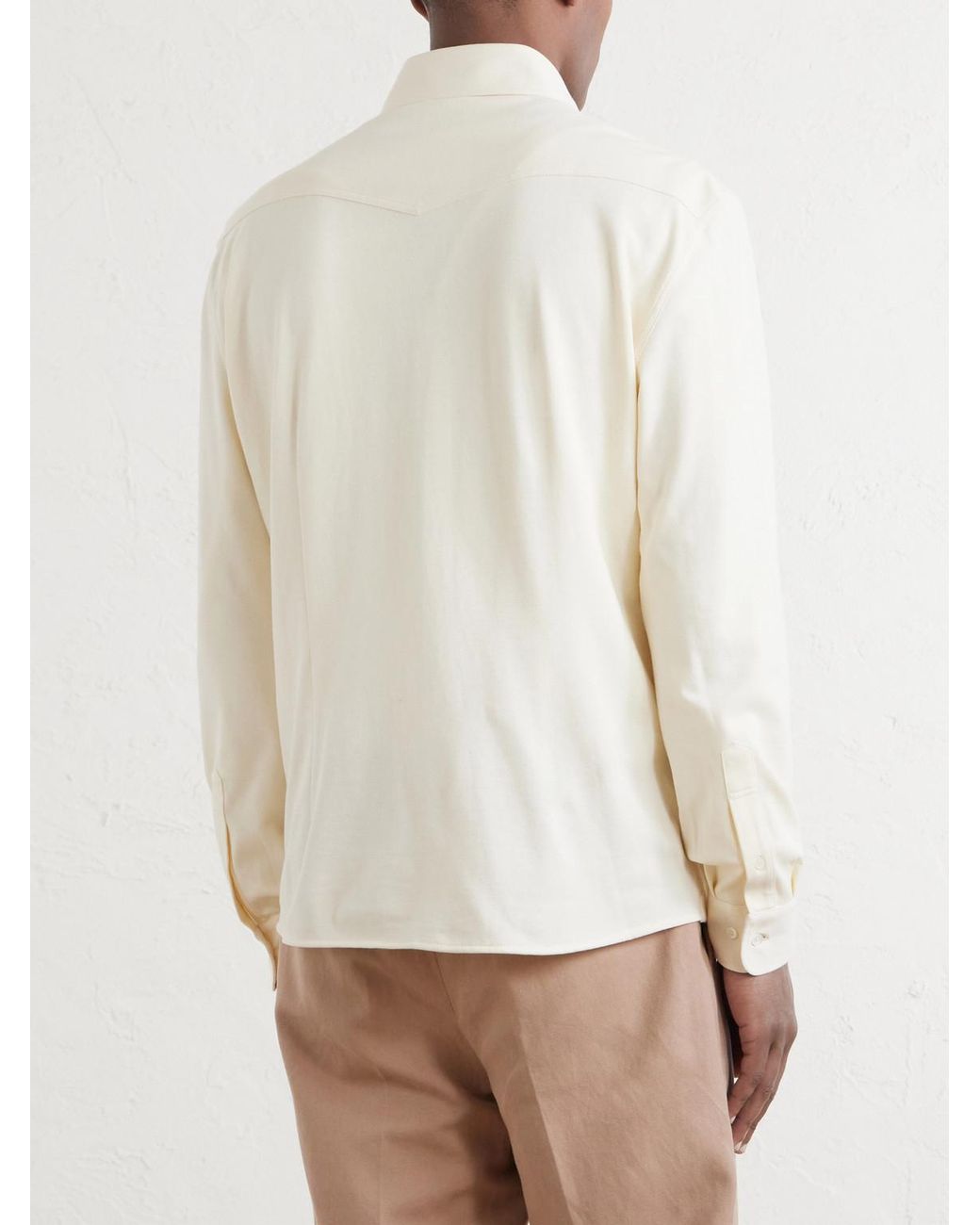 Brunello Cucinelli Natural Honeycomb-Knit Cotton Shirt for men