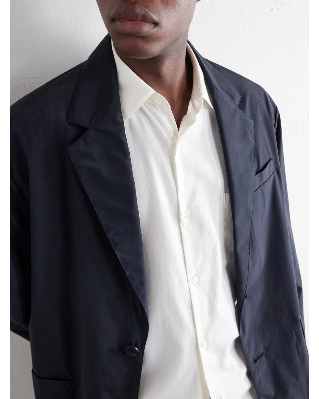 Ssstein White Cotton And Silk-Blend Shirt for men