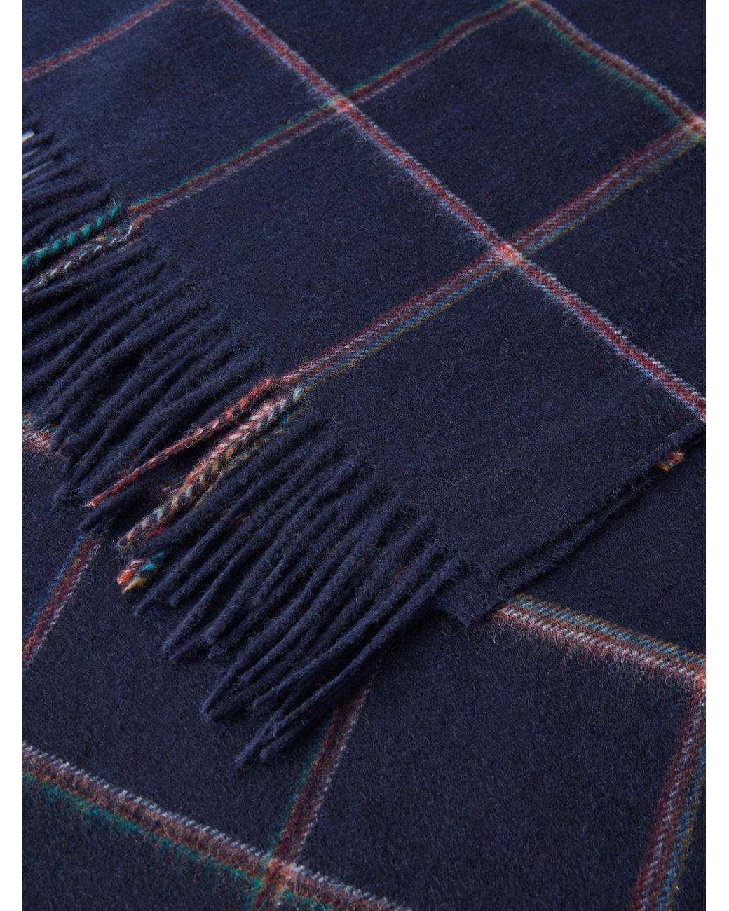 Paul Smith Blue Checked Wool And Cashmere-Blend Scarf for men