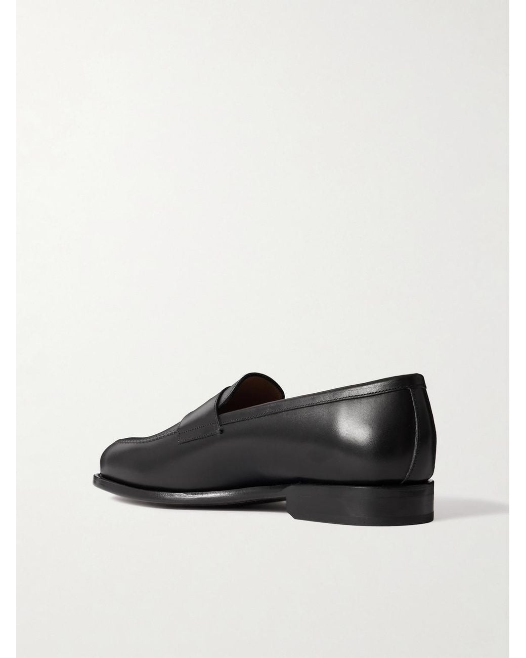 Morjas Black Leather Penny Loafers for men