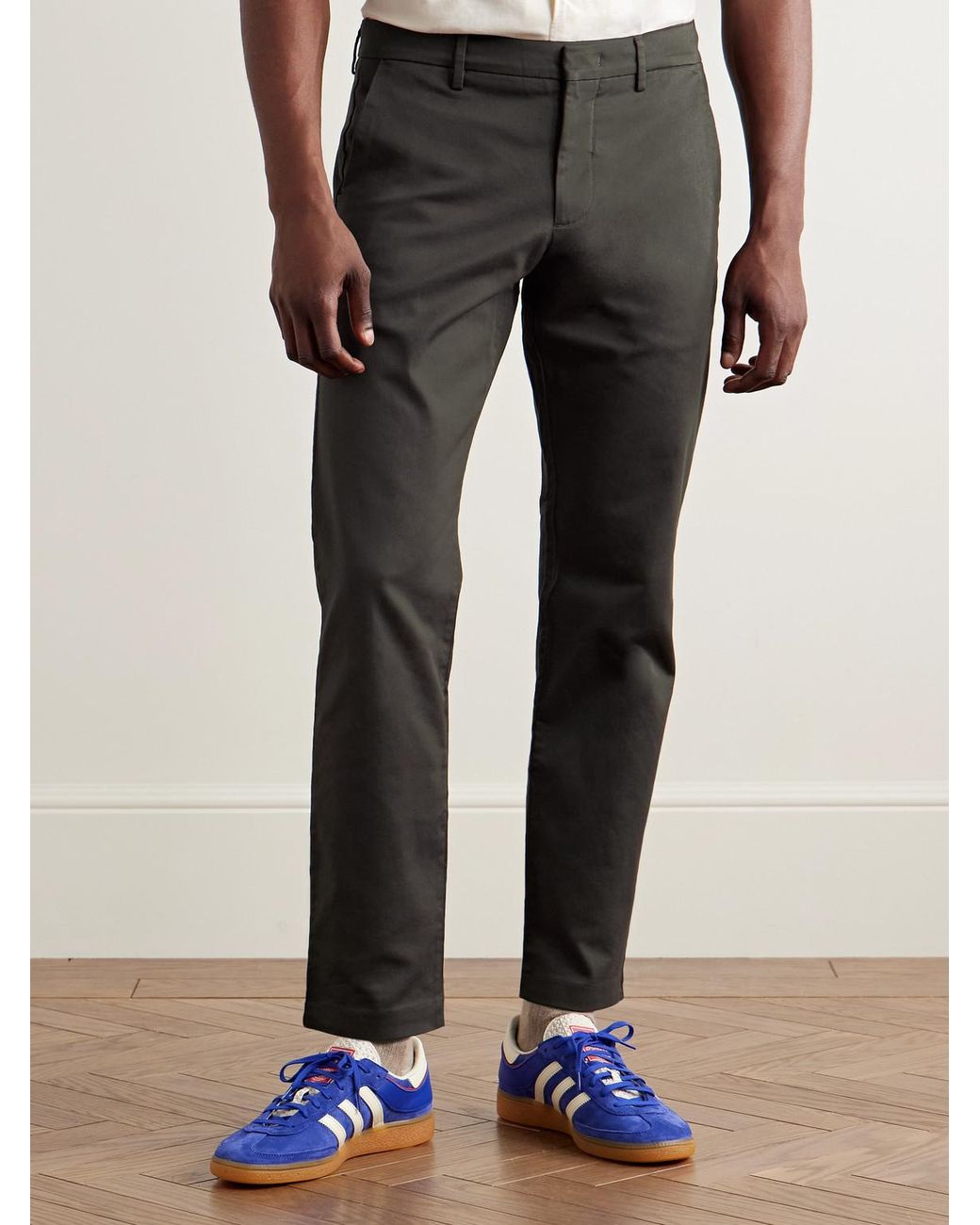 NN07 Black Theo 1420 Tapered Organic Cotton-Blend Twill Chinos for men
