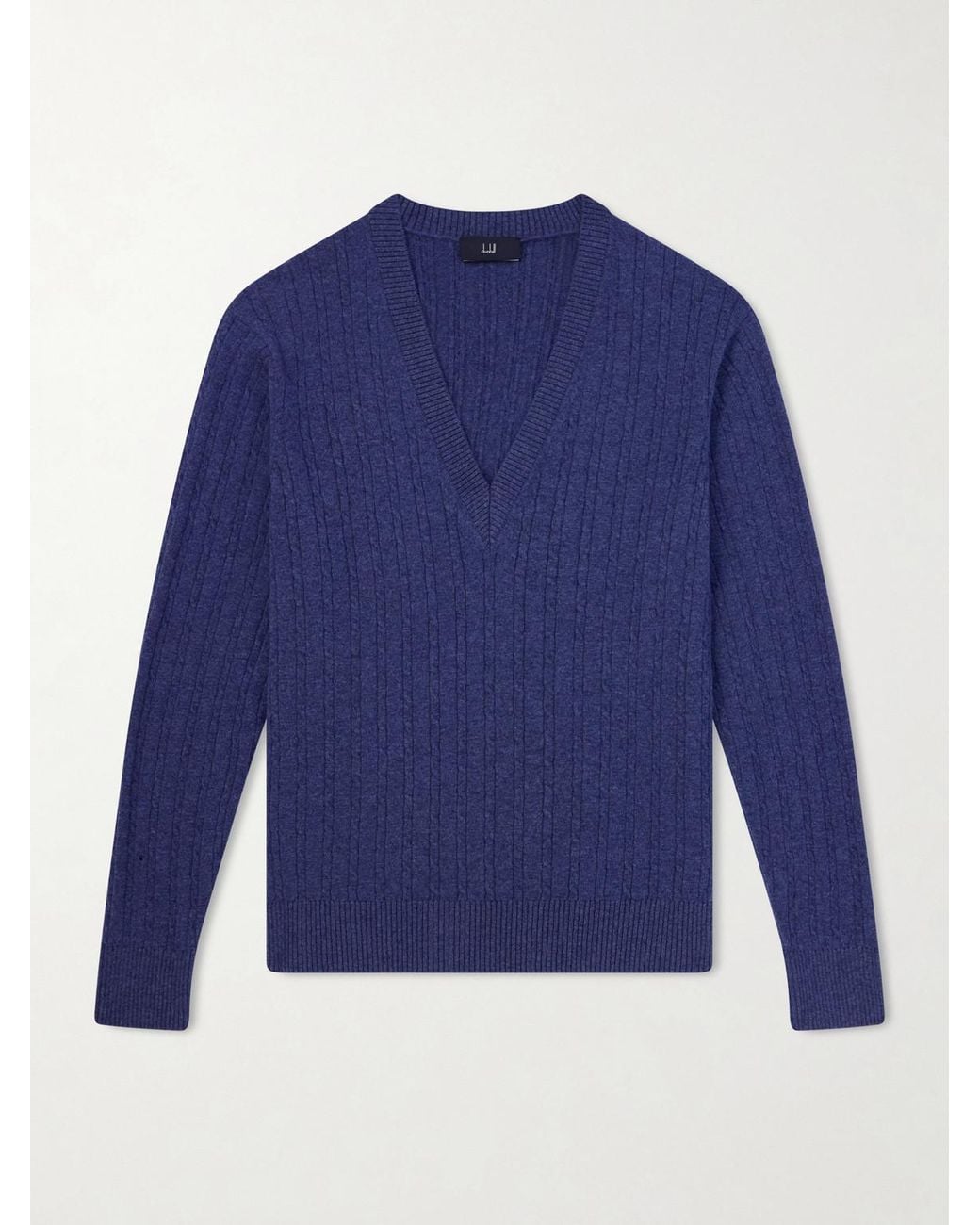 Dunhill Blue Ribbed Cashmere Sweater for men
