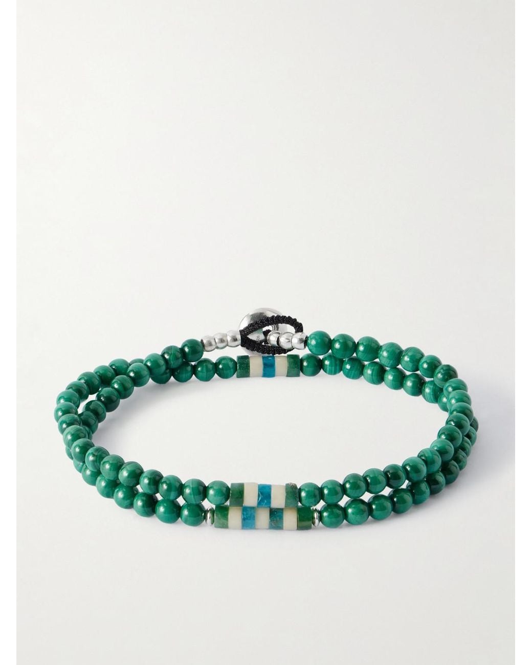 Mikia Green Sterling Malachite Bracelet for men