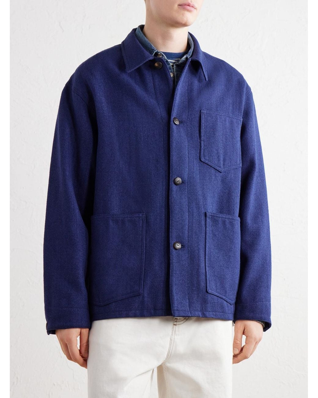 Visvim Blue Baker Textured Wool And Linen-Blend Jacket for men