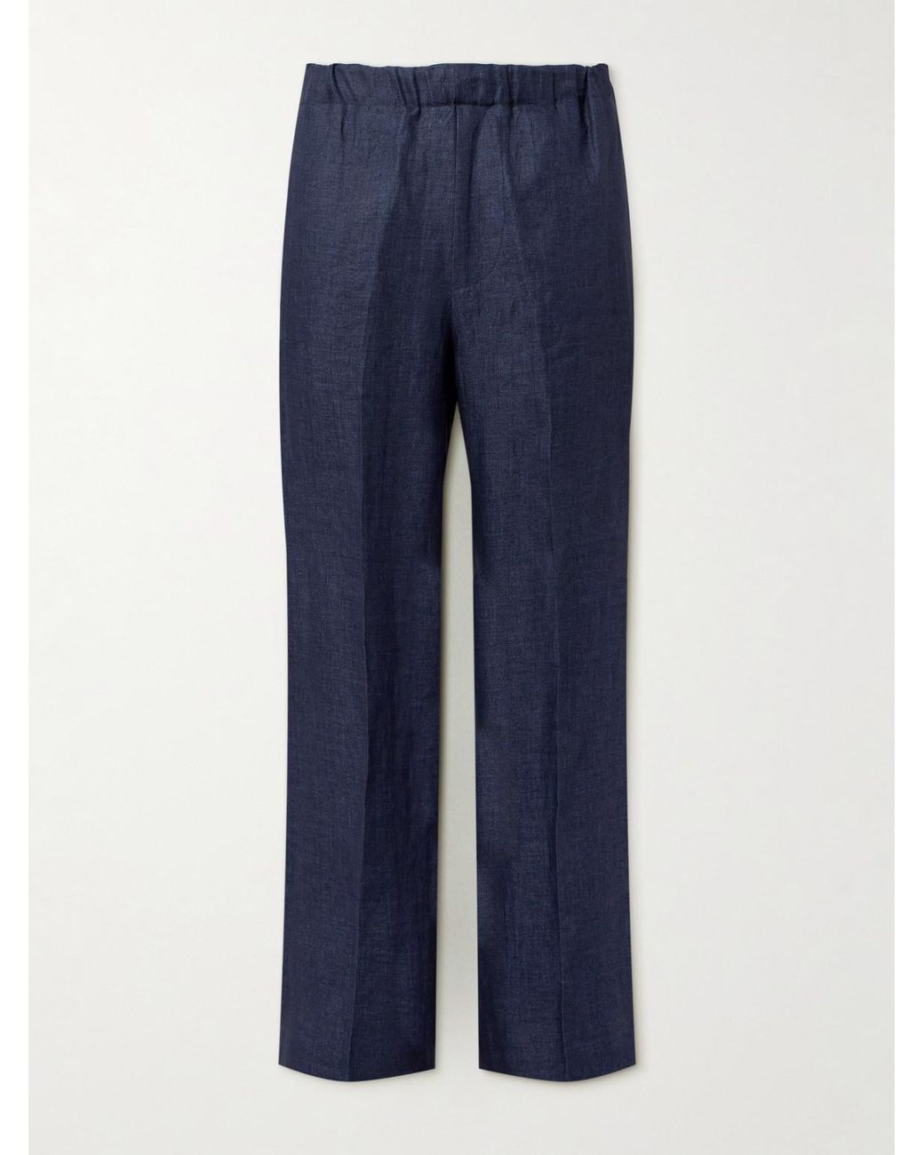 Piacenza 1733 Blue Straight-Leg Linen Trousers for men