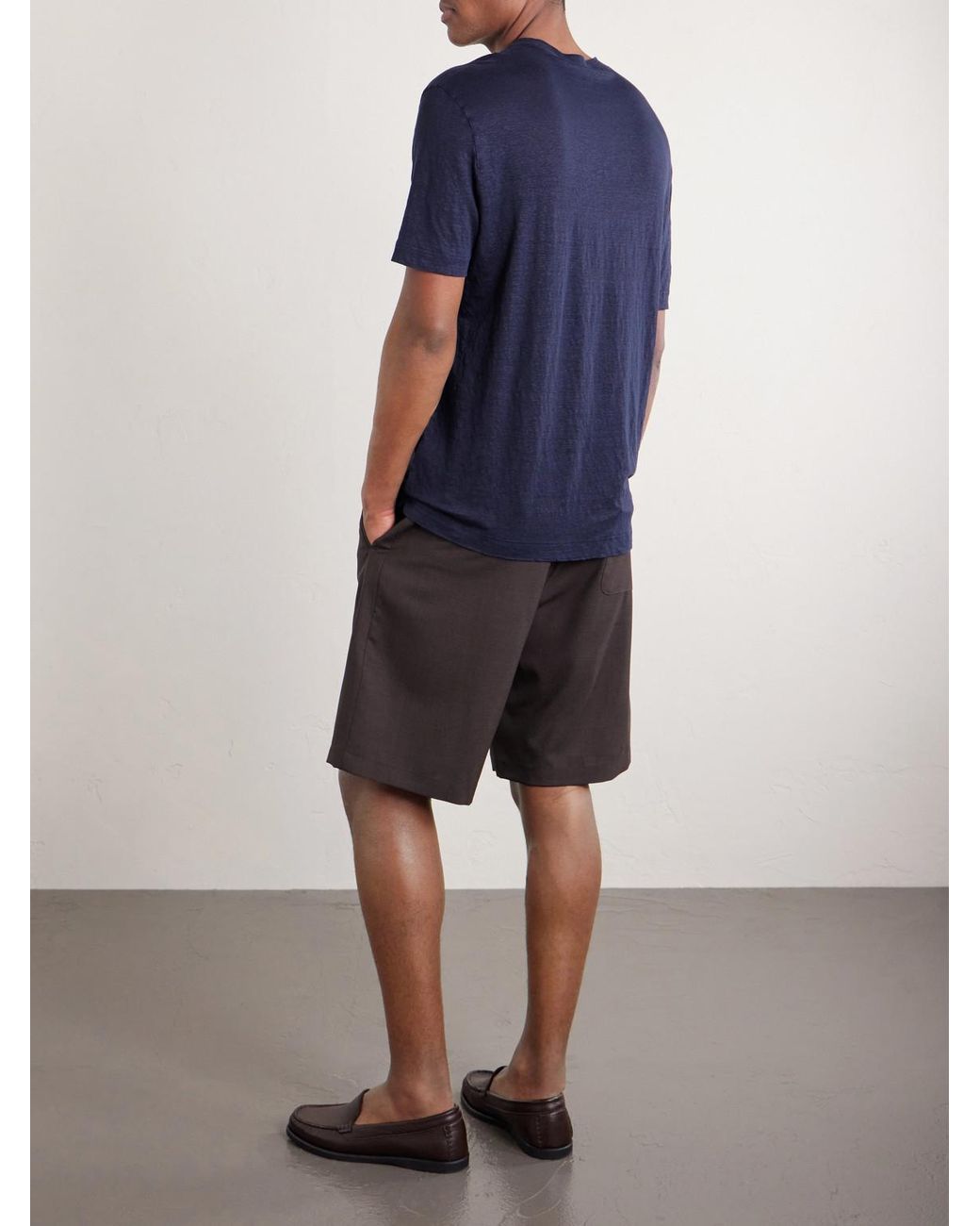 Thom Sweeney Blue Linen-blend T-shirt for men