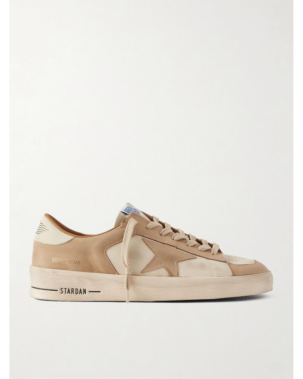 Golden Goose Deluxe Brand Natural Stardan Distressed Colour-Block Full-Grain Nubuck And Leather Sneakers for men