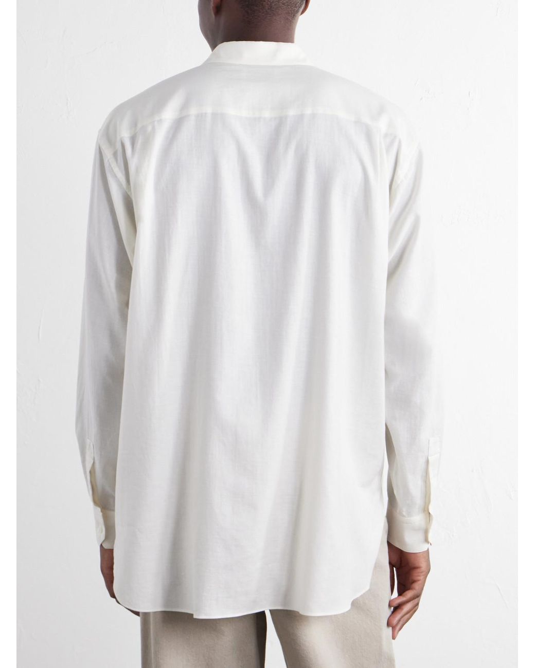 Ssstein White Cotton And Silk-Blend Shirt for men