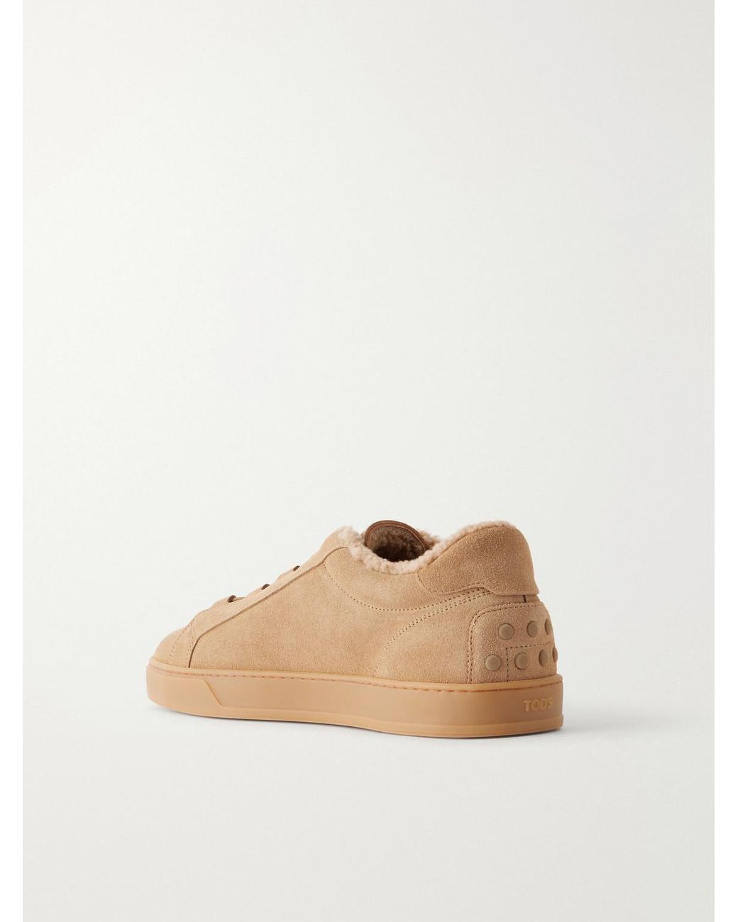 Tod's Natural Cassetta 04L Shearling-Lined Suede Sneakers for men