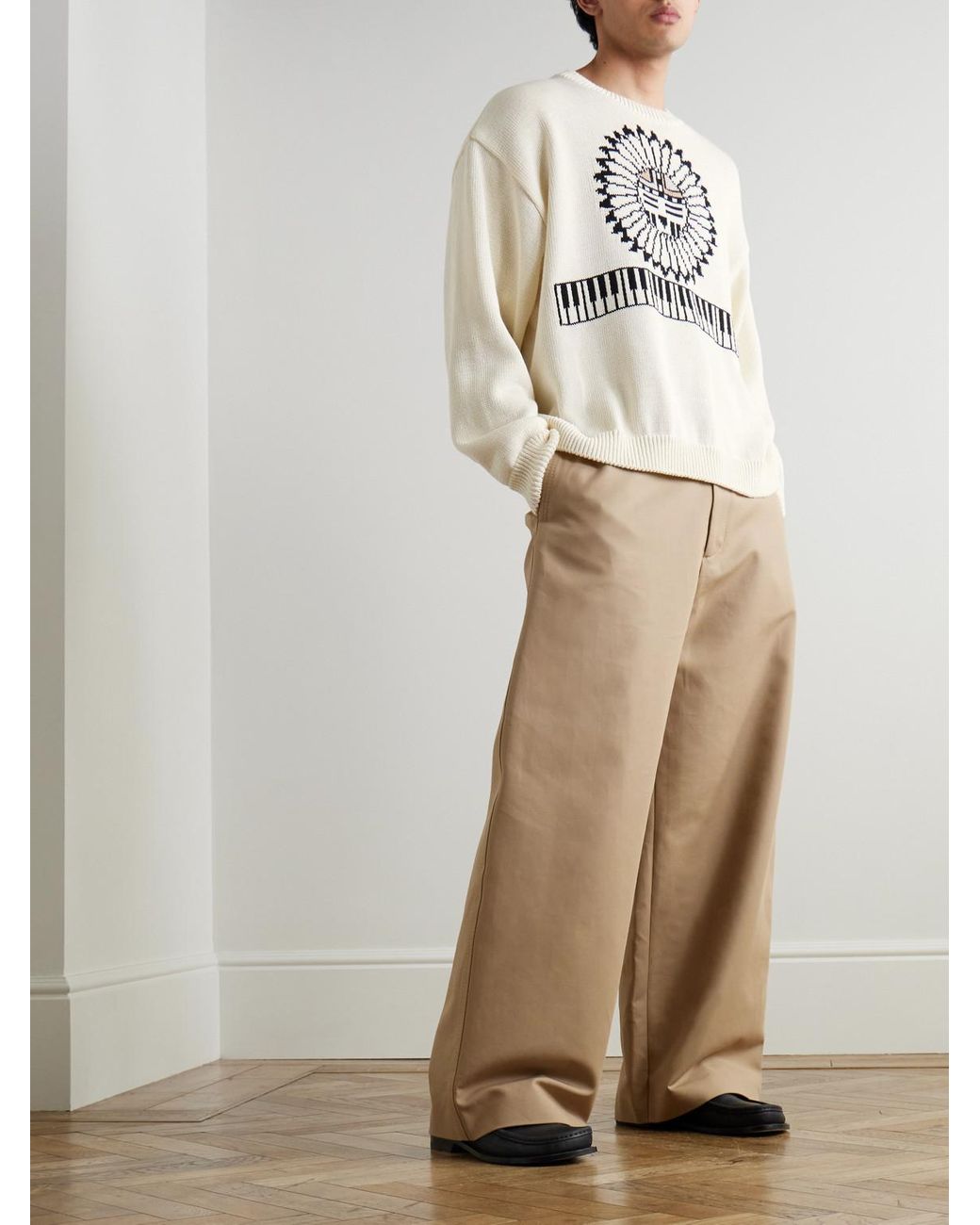 Kapital Natural Cotton-blend Jacquard Sweater for men
