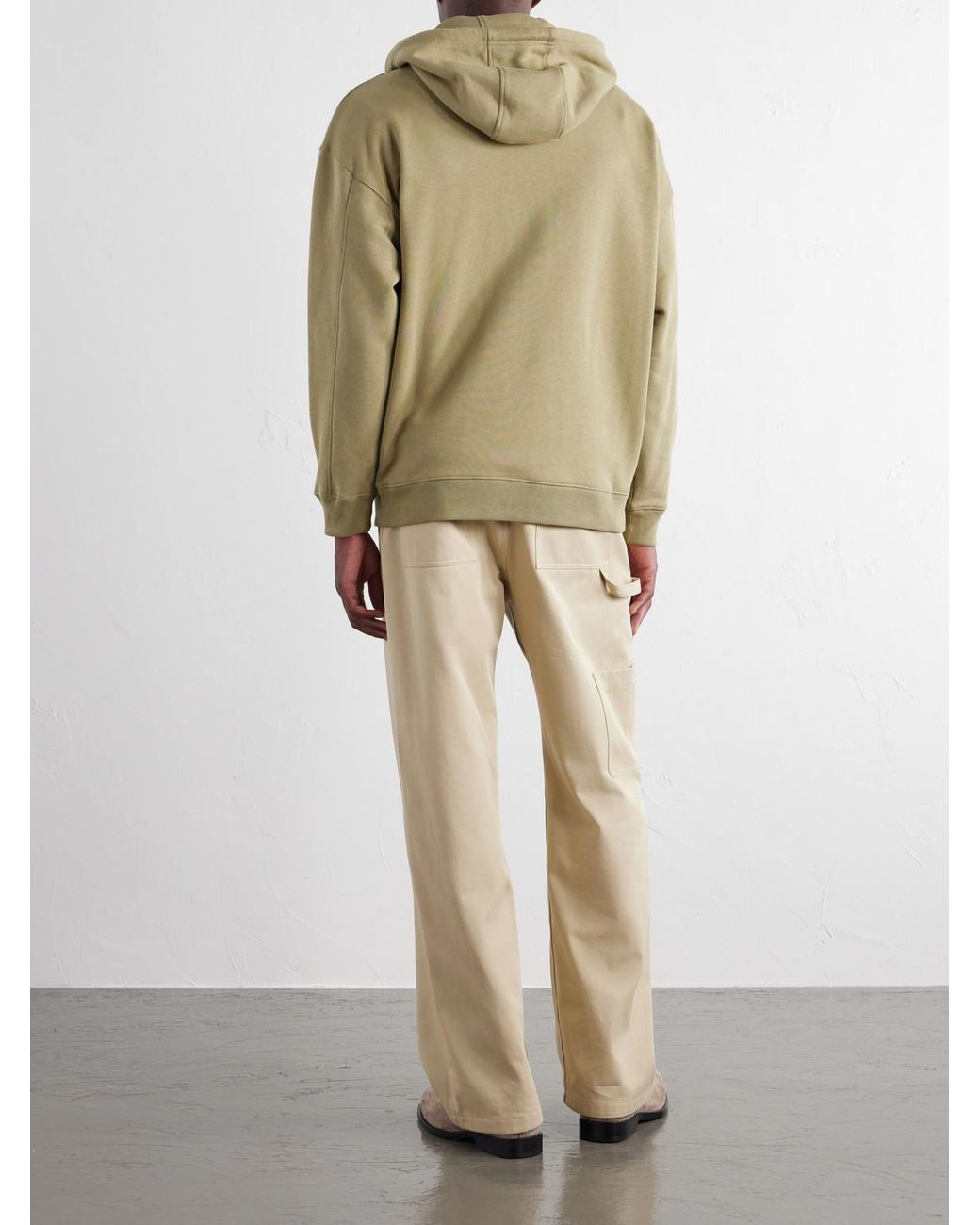 Loewe Natural Anagram-Embroidered Cotton-Jersey Zip-Up Hoodie for men