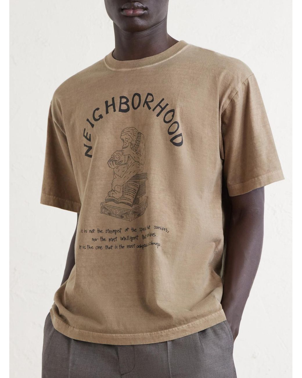 Neighborhood Natural Printed Cotton-Jersey T-Shirt for men