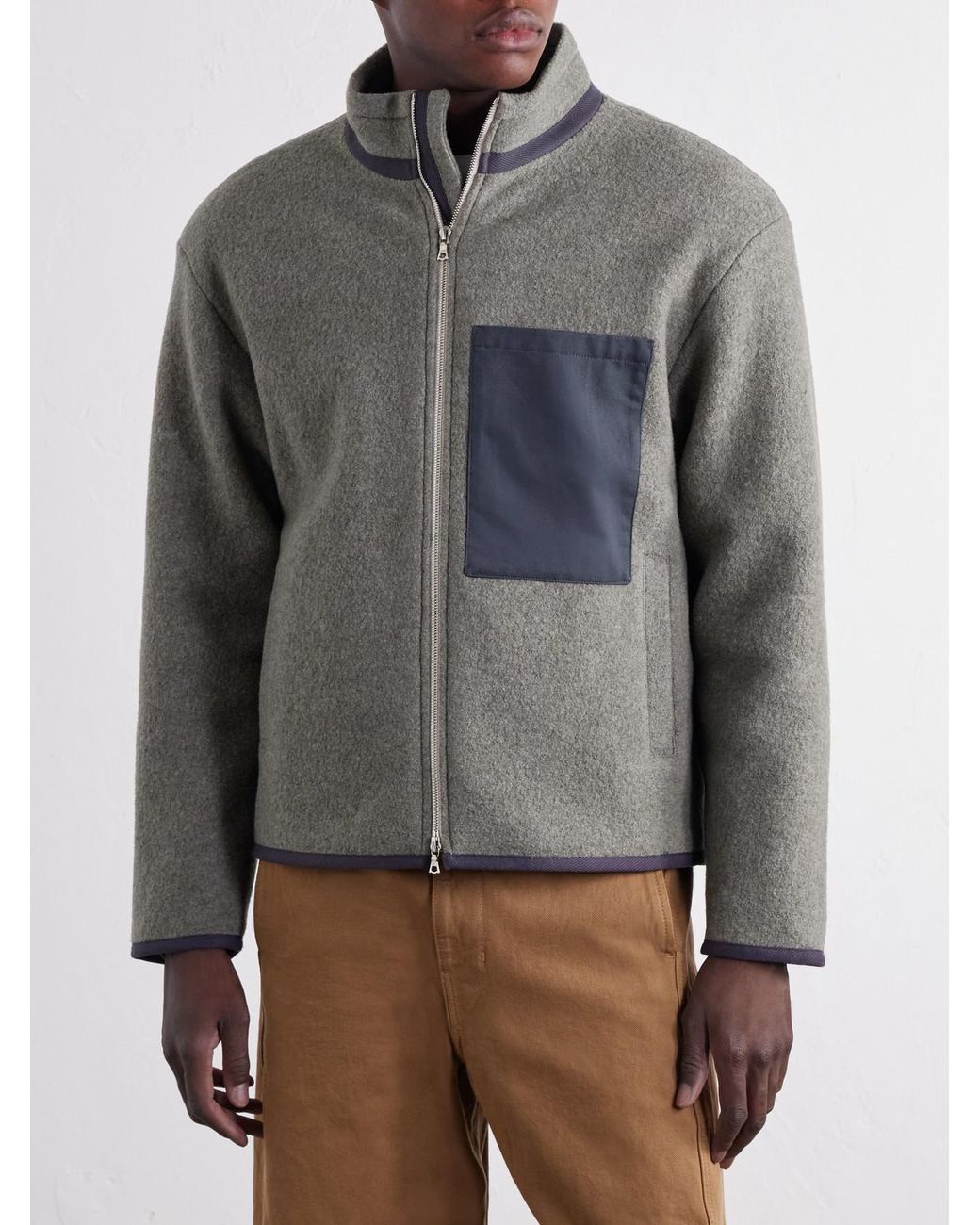 De Bonne Facture Gray Bookstore Cotton-Trimmed Virgin Wool Jacket for men