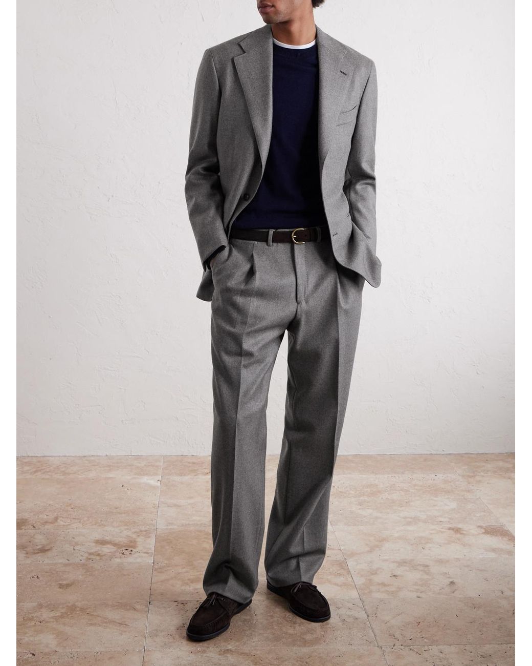 Saman Amel Gray Wool Twill Suit Jacket for men