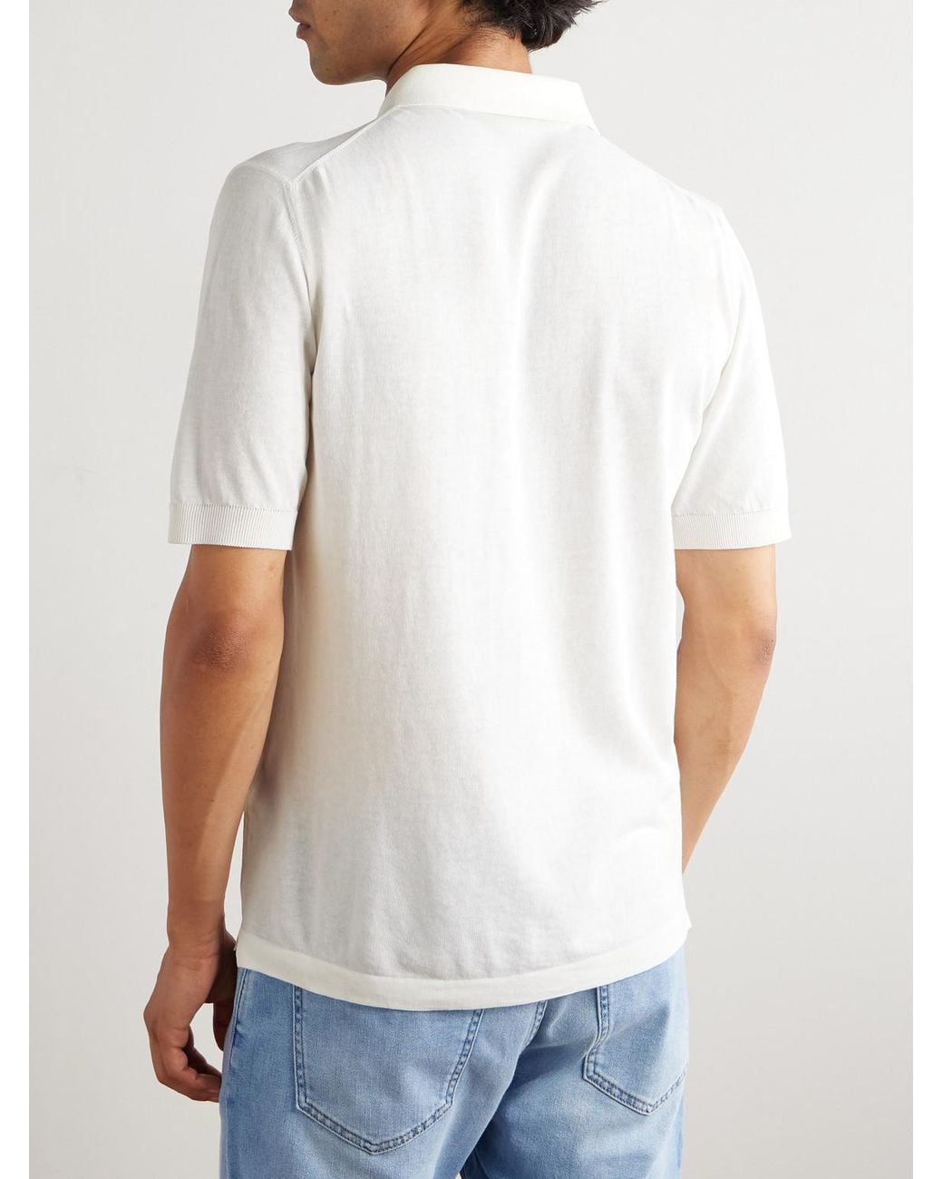 Eleventy White Garment-Dyed Cotton Polo Shirt for men
