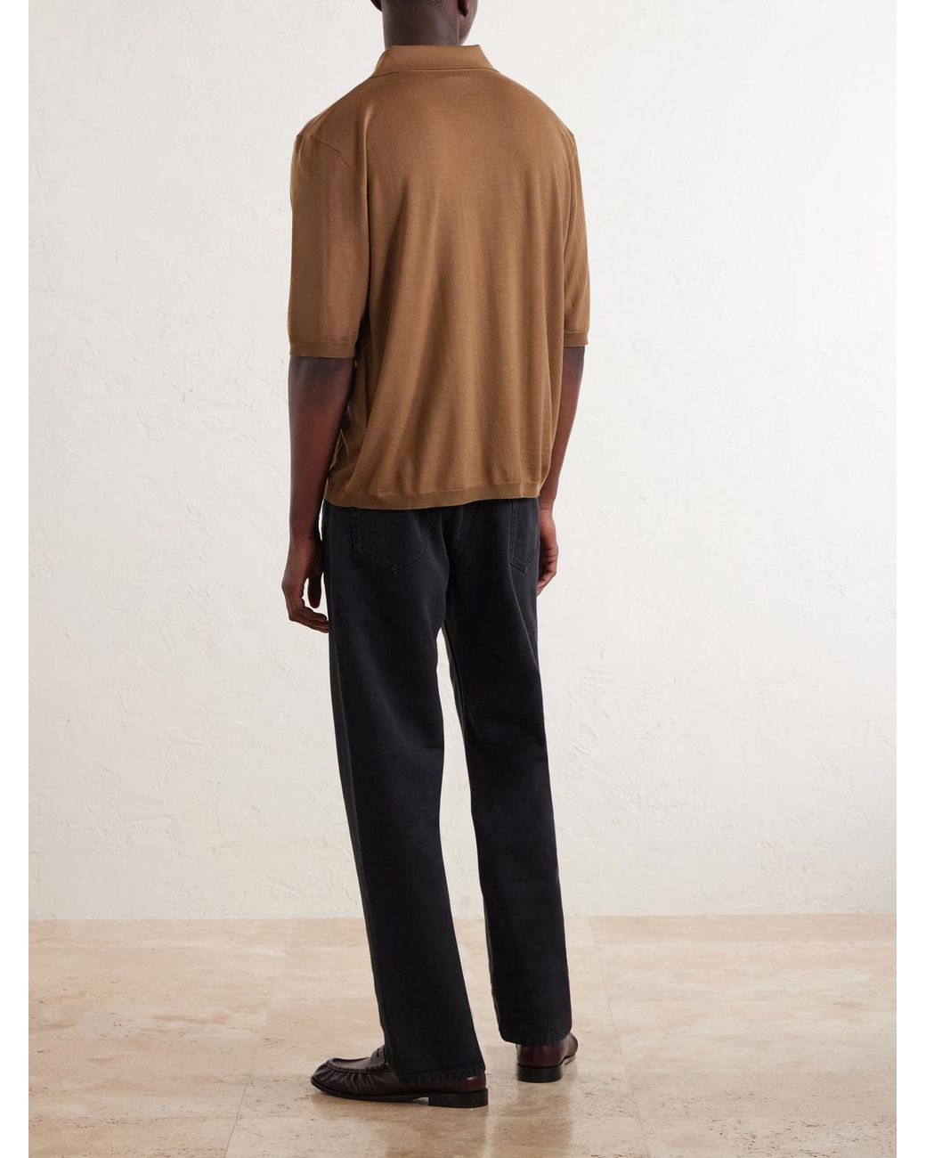 Saint Laurent Brown Wool Polo Shirt for men