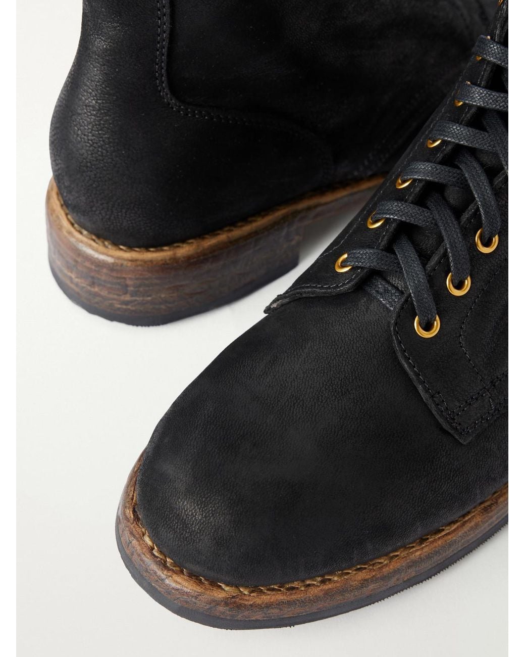 Visvim Black Brigadier Hi-Folk Leather Lace-Up Boots for men