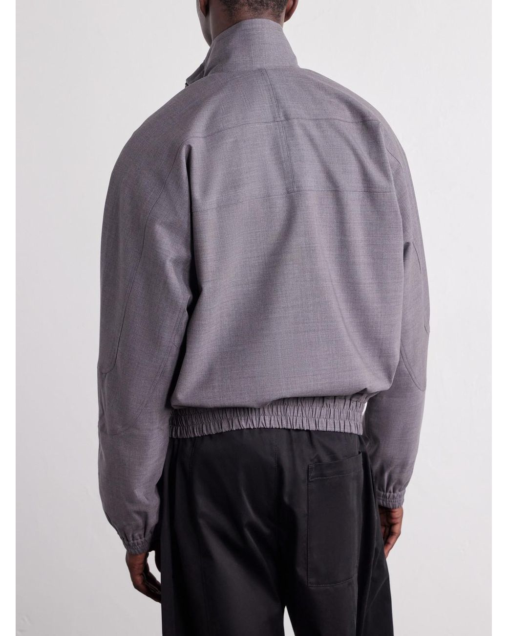 SAGE NATION Gray Fossil Ruched Panelled Twill Blouson Jacket for men