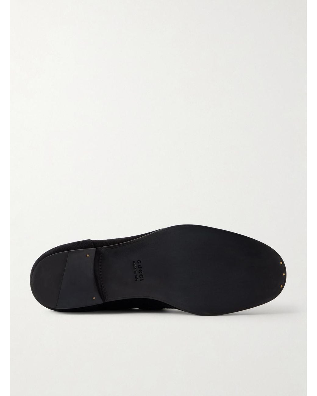 Gucci Black Como Horsebit-Embellished Web-Trimmed Suede Loafers for men