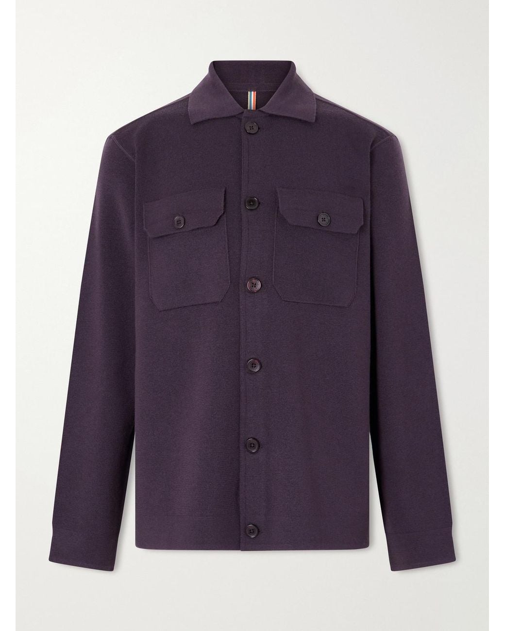 Orlebar Brown Purple Brigg Merino Wool Overshirt for men