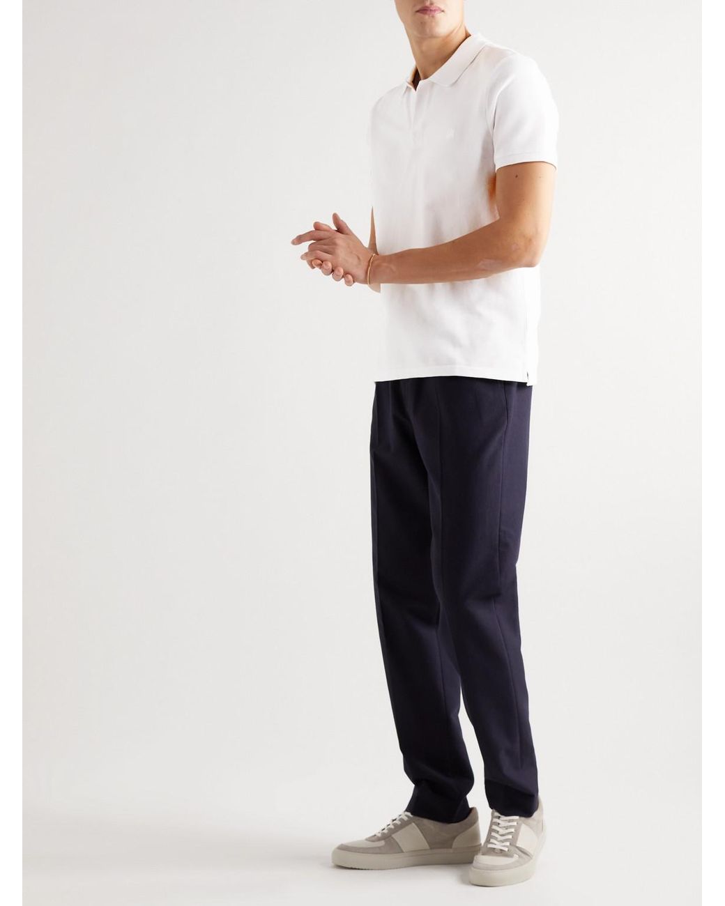 Vilebrequin White Logo-Embroidered Cotton-Piqué Polo Shirt for men