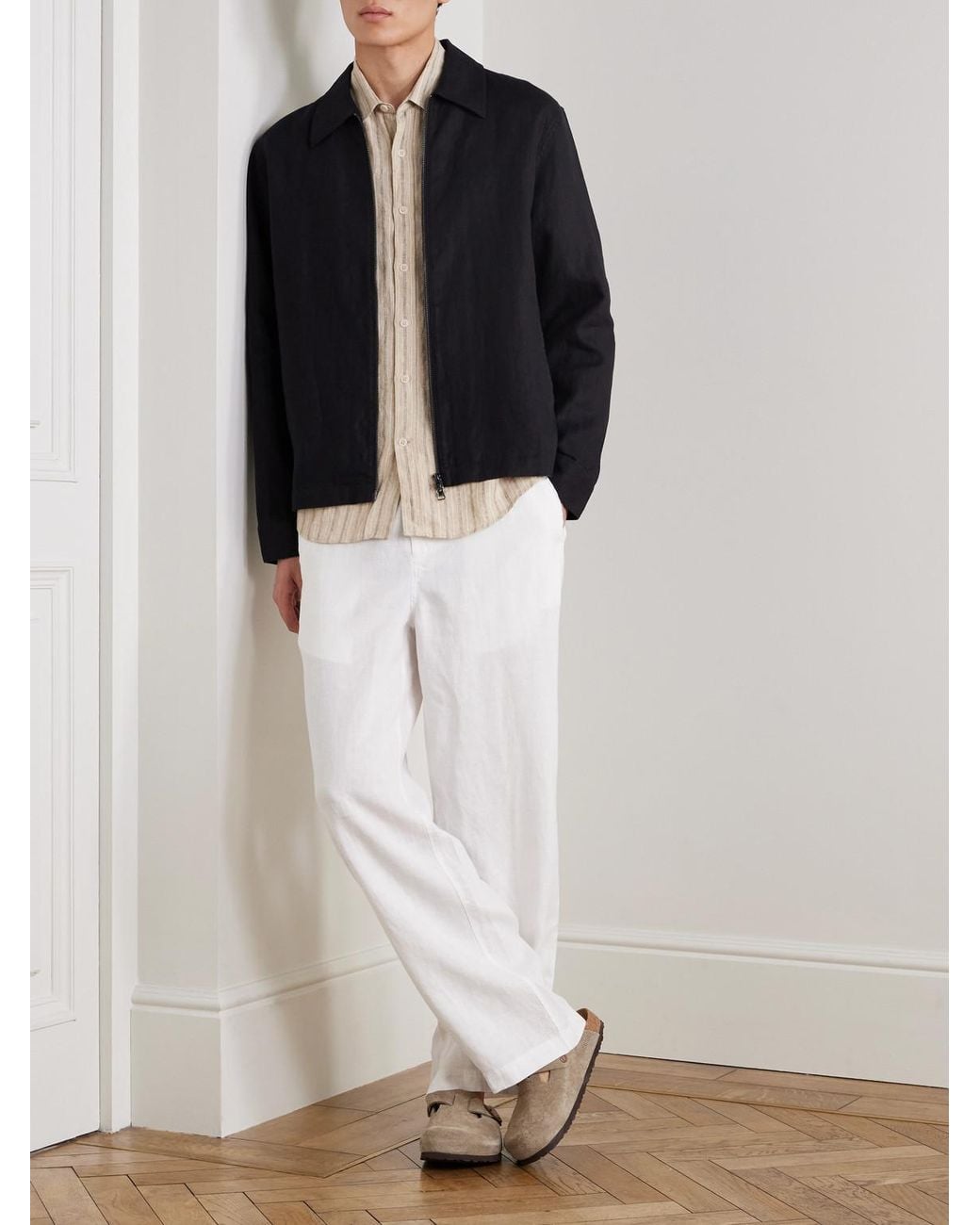 NN07 Natural Deon 5728 Striped Linen Shirt for men