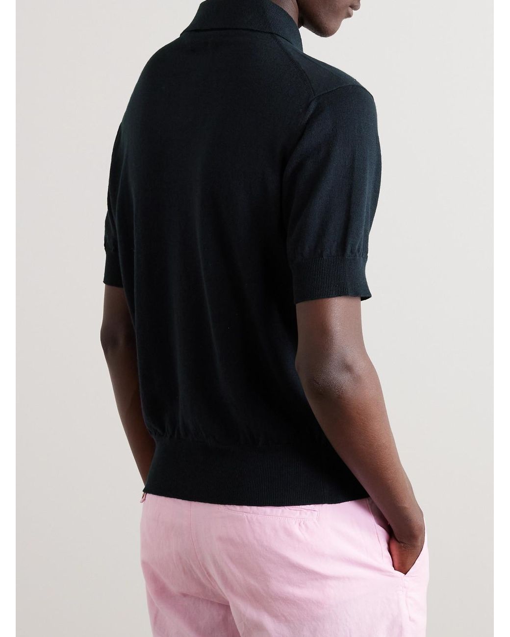 Drake's Blue Linen And Cotton-Blend Polo Shirt for men
