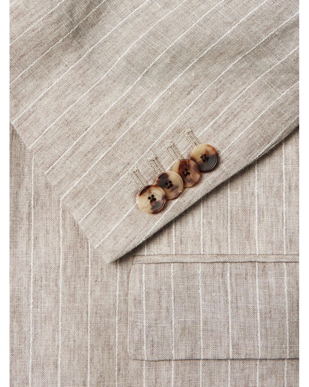 Mr P. Natural Striped Linen Suit Jacket for men