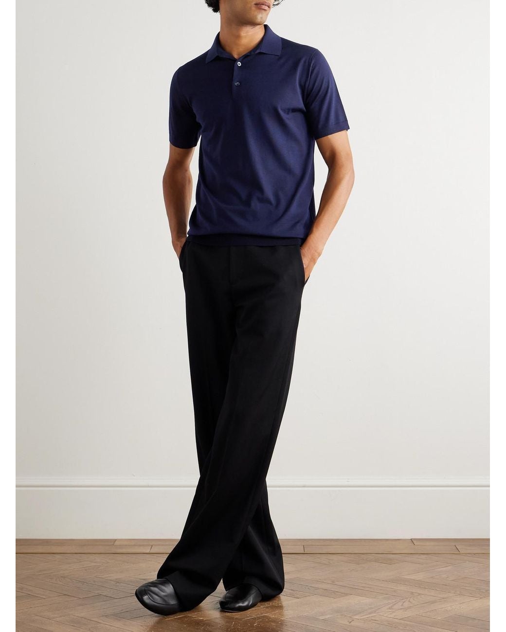 Loro Piana Blue Wish® Wool Polo Shirt for men