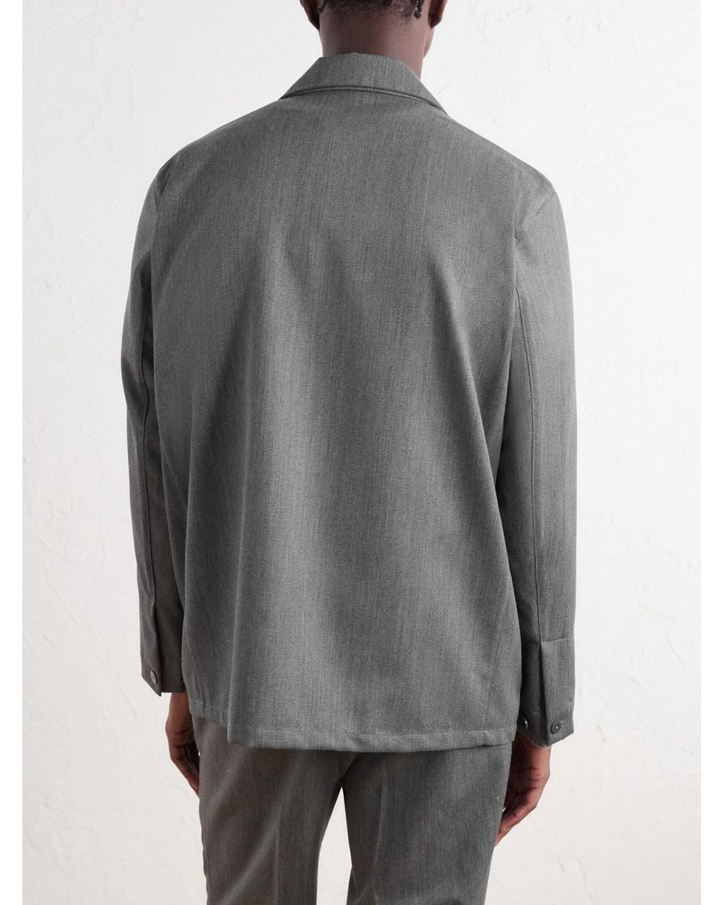 STÒFFA Gray Double-Breasted Wool-Twill Suit Jacket for men