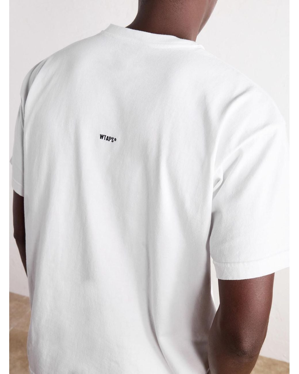 (w)taps White Sign-Yd Logo-Embroidered Cotton-Jersey T-Shirt for men