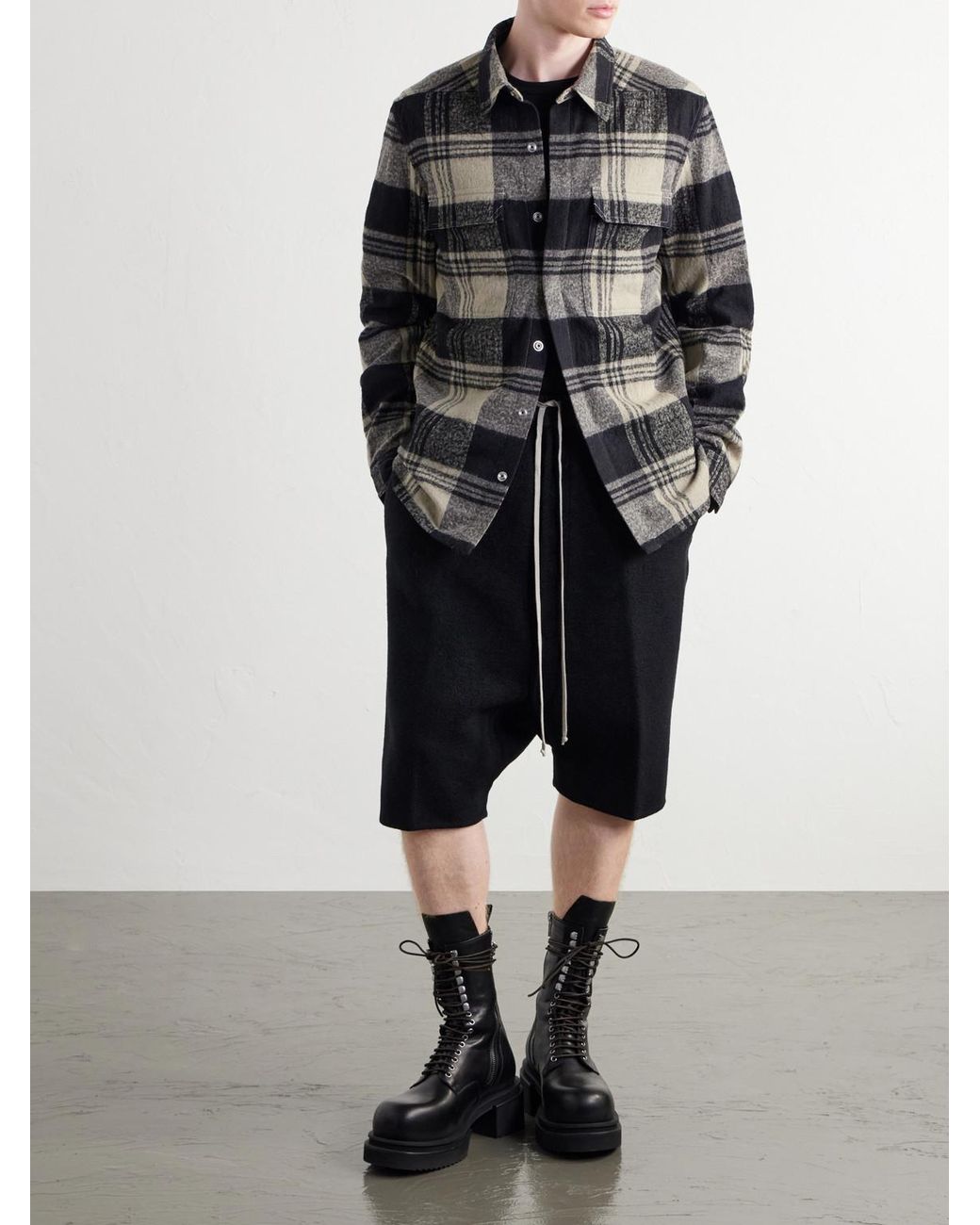 Rick Owens Blue Rick's Pods Straight-Leg Cashmere Drawstring Shorts for men