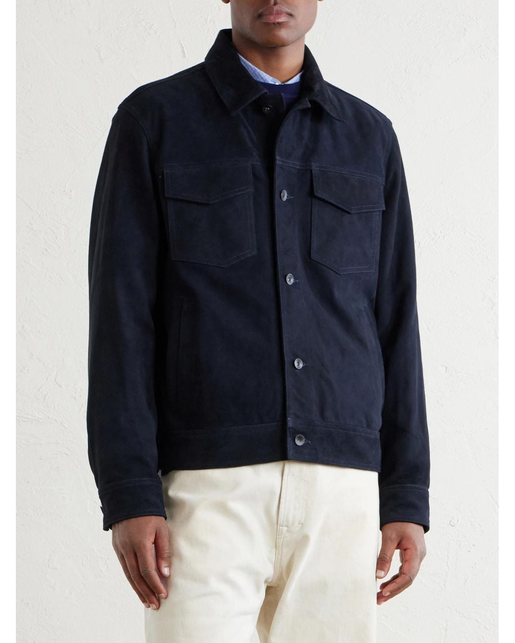 Rag & Bone Blue Suede Trucker Jacket for men