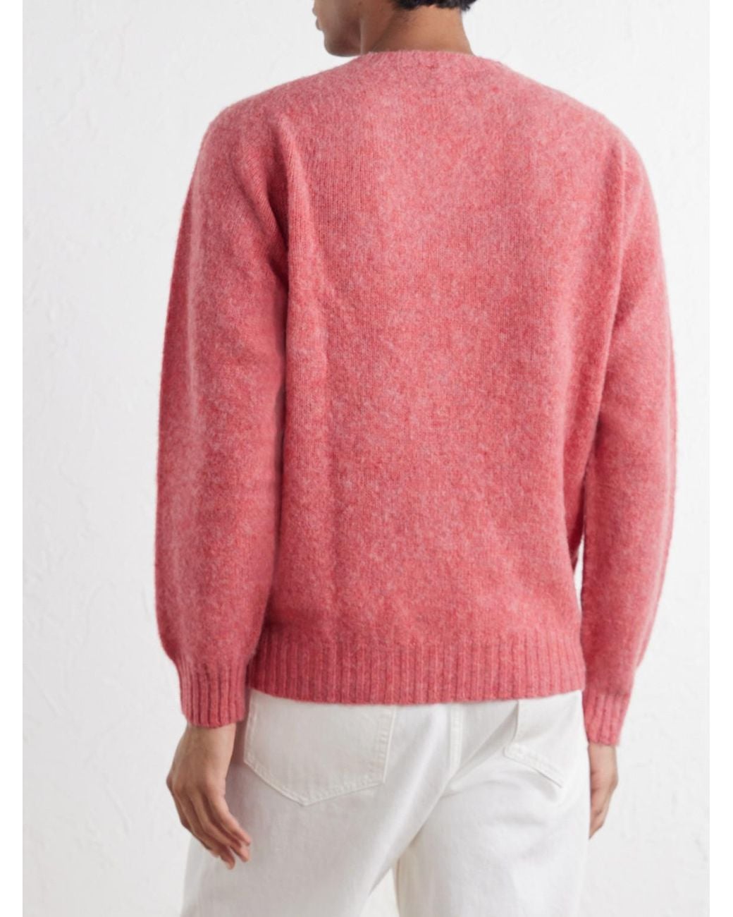 Drake's Pink Brushed Wool Sweater for men
