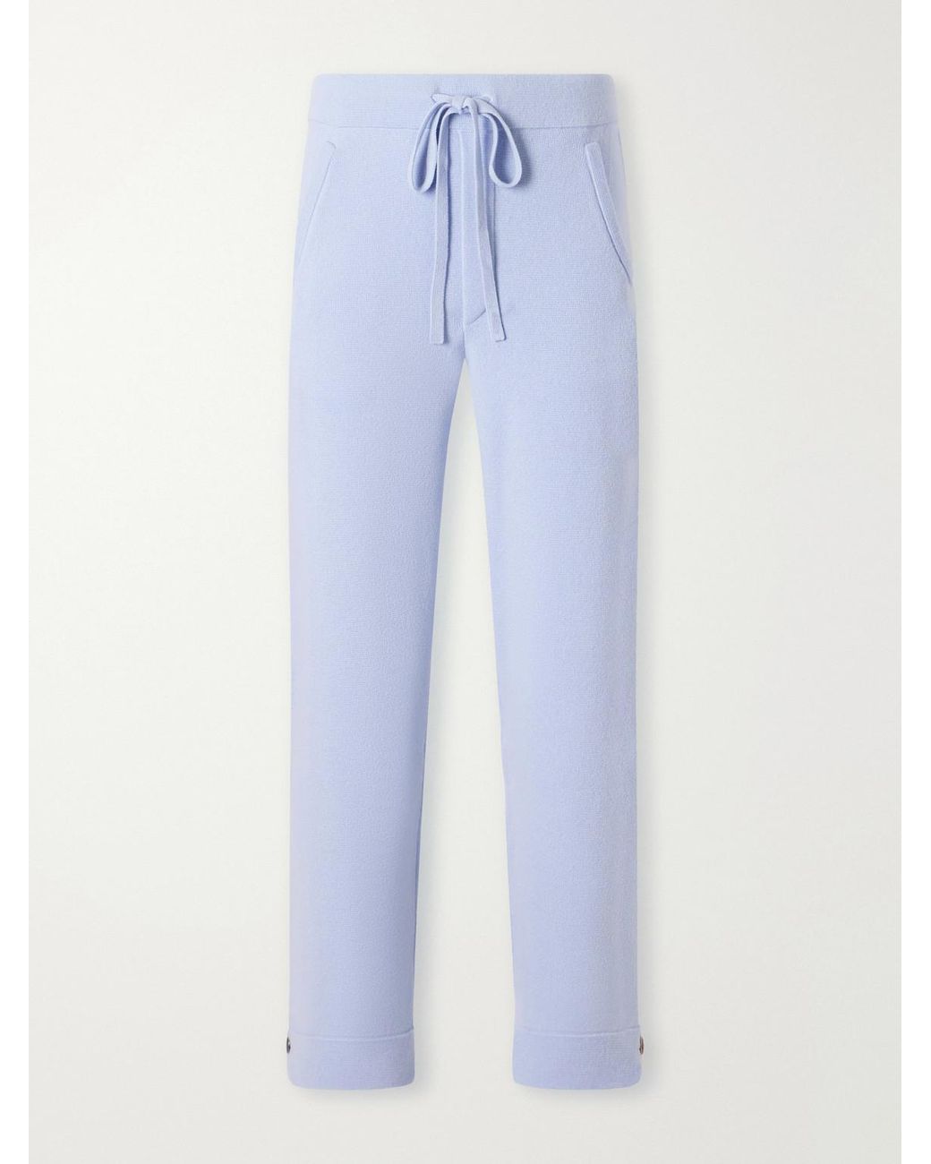 God's True Cashmere Blue Straight-Leg Cashmere-Knit Trousers for men