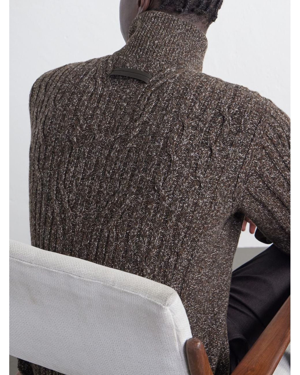 Zegna Gray Cable-Knit Wool And Cashmere-Blend Half-Zip Sweater for men